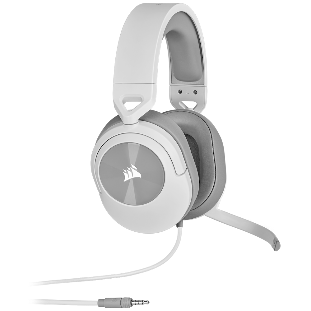 A large main feature product image of Corsair HS55 STEREO Wired Gaming Headset (White)