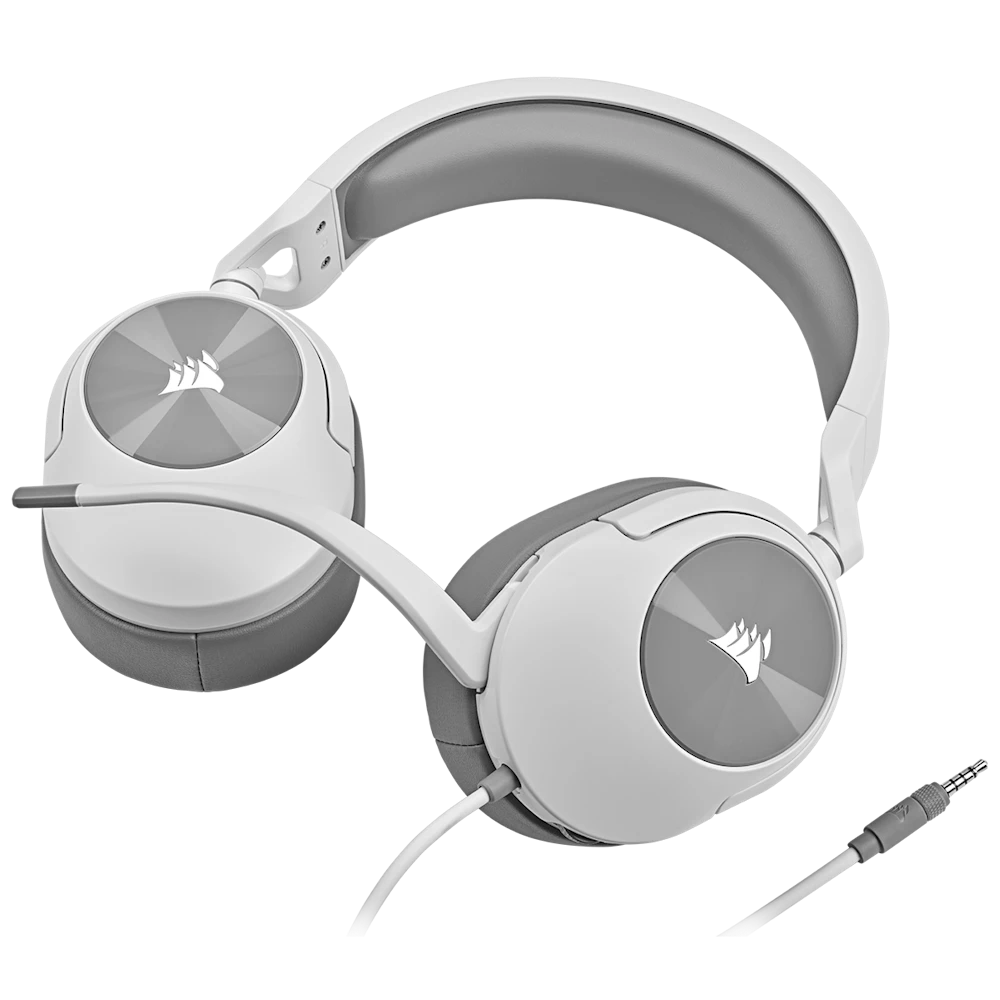 A large main feature product image of Corsair HS55 STEREO Wired Gaming Headset (White)