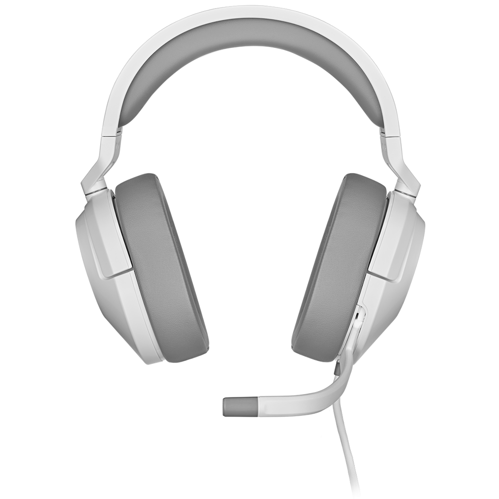 A large main feature product image of Corsair HS55 STEREO Wired Gaming Headset (White)