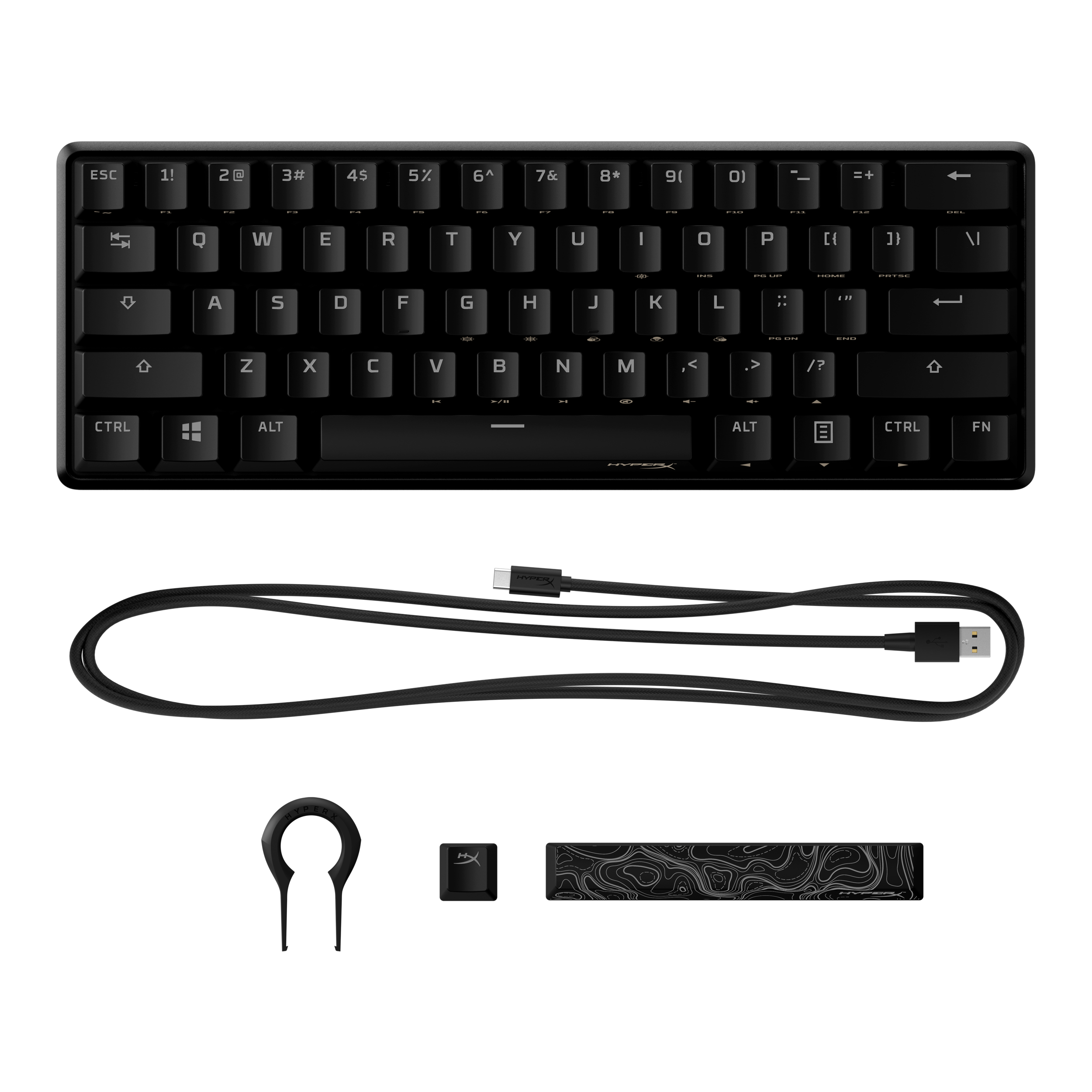 A large main feature product image of HyperX Alloy Origins 60 - Compact Mechanical Keyboard (HyperX Aqua Switch)