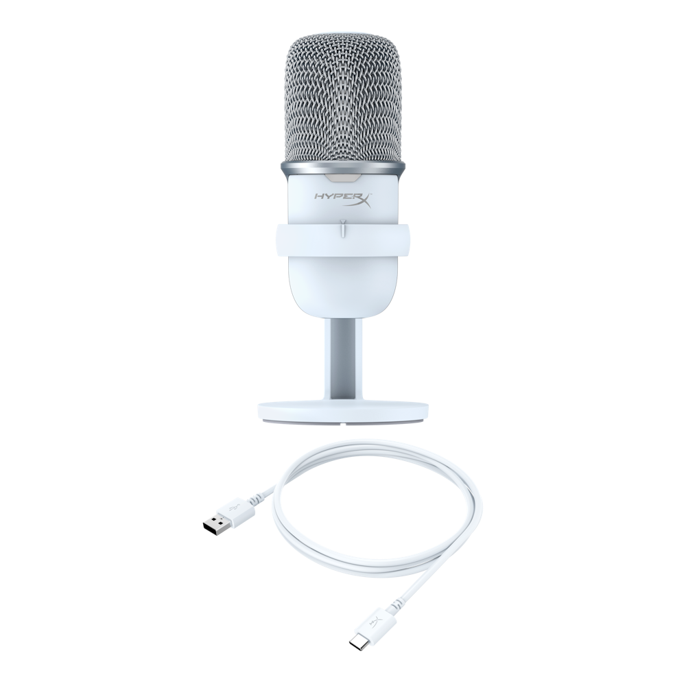 A large main feature product image of HyperX SoloCast - USB Condenser Microphone (White)