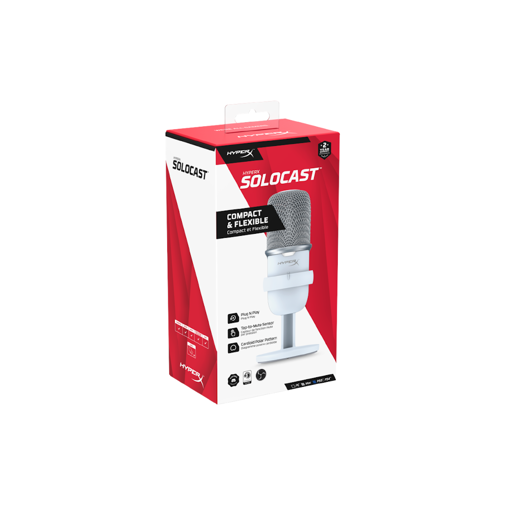 A large main feature product image of HyperX SoloCast - White