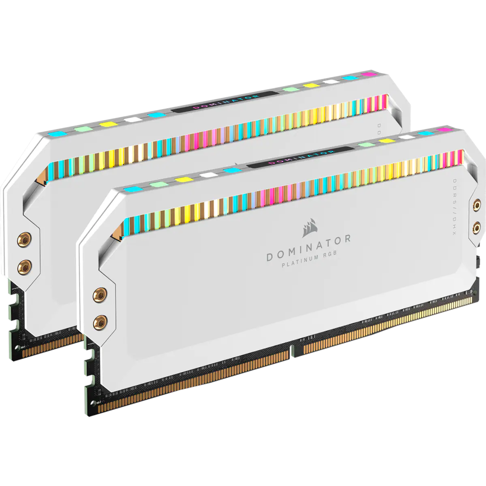 A large main feature product image of Corsair 32GB Kit (2x16GB) DDR5 Dominator Platinum RGB C36 6200MT/s - White