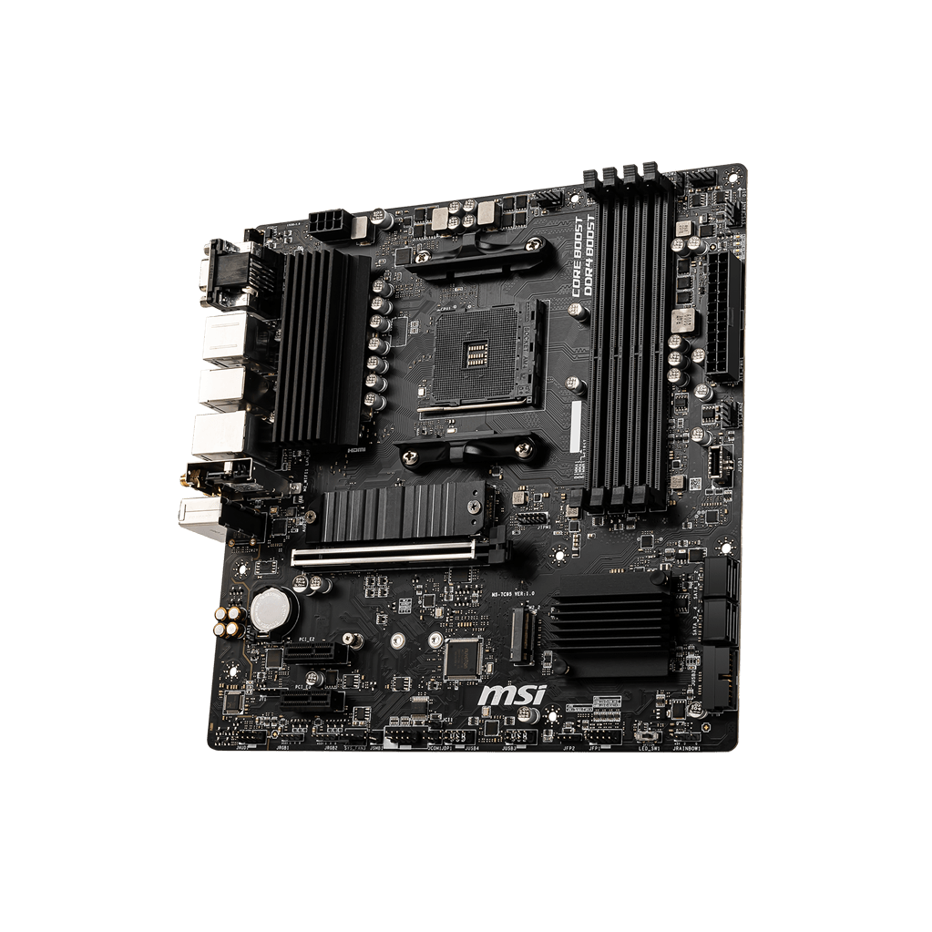 A large main feature product image of MSI B550M PRO-VDH WiFi AM4 mATX Desktop Motherboard