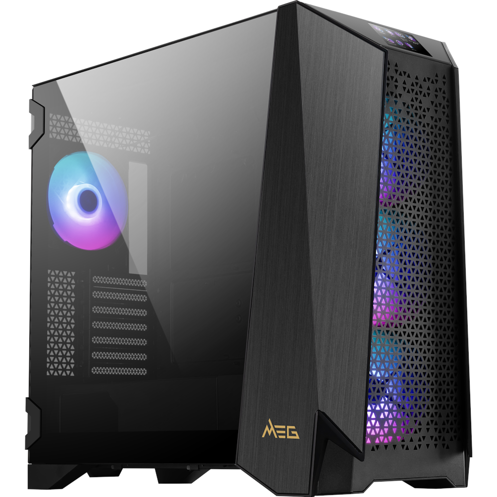 A large main feature product image of MSI MEG Prospect 700R Mid Tower Case - Black