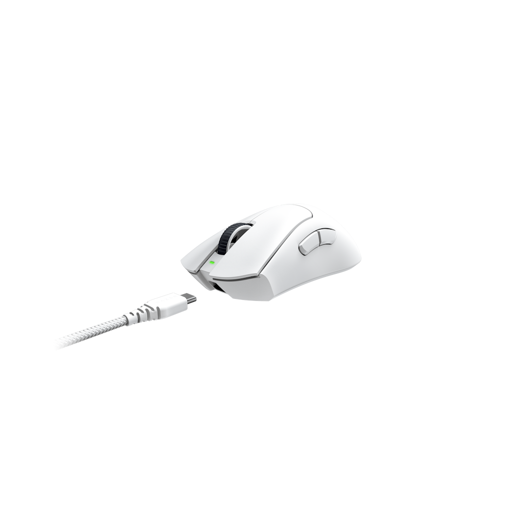 A large main feature product image of Razer DeathAdder V3 Pro - Wireless Lightweight Ergonomic eSports Mouse (White)