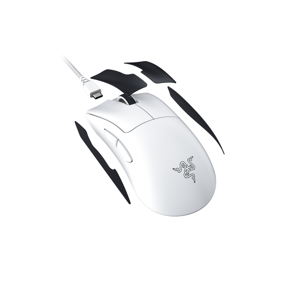 A large main feature product image of Razer DeathAdder V3 Pro - Wireless Lightweight Ergonomic eSports Mouse (White)