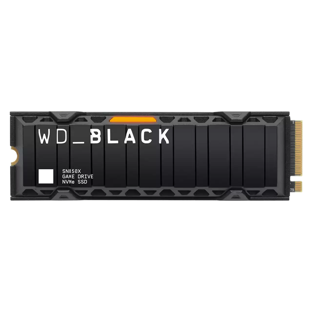 A large main feature product image of WD_BLACK SN850x w/ Heatsink PCIe Gen4 NVMe M.2 SSD - 1TB