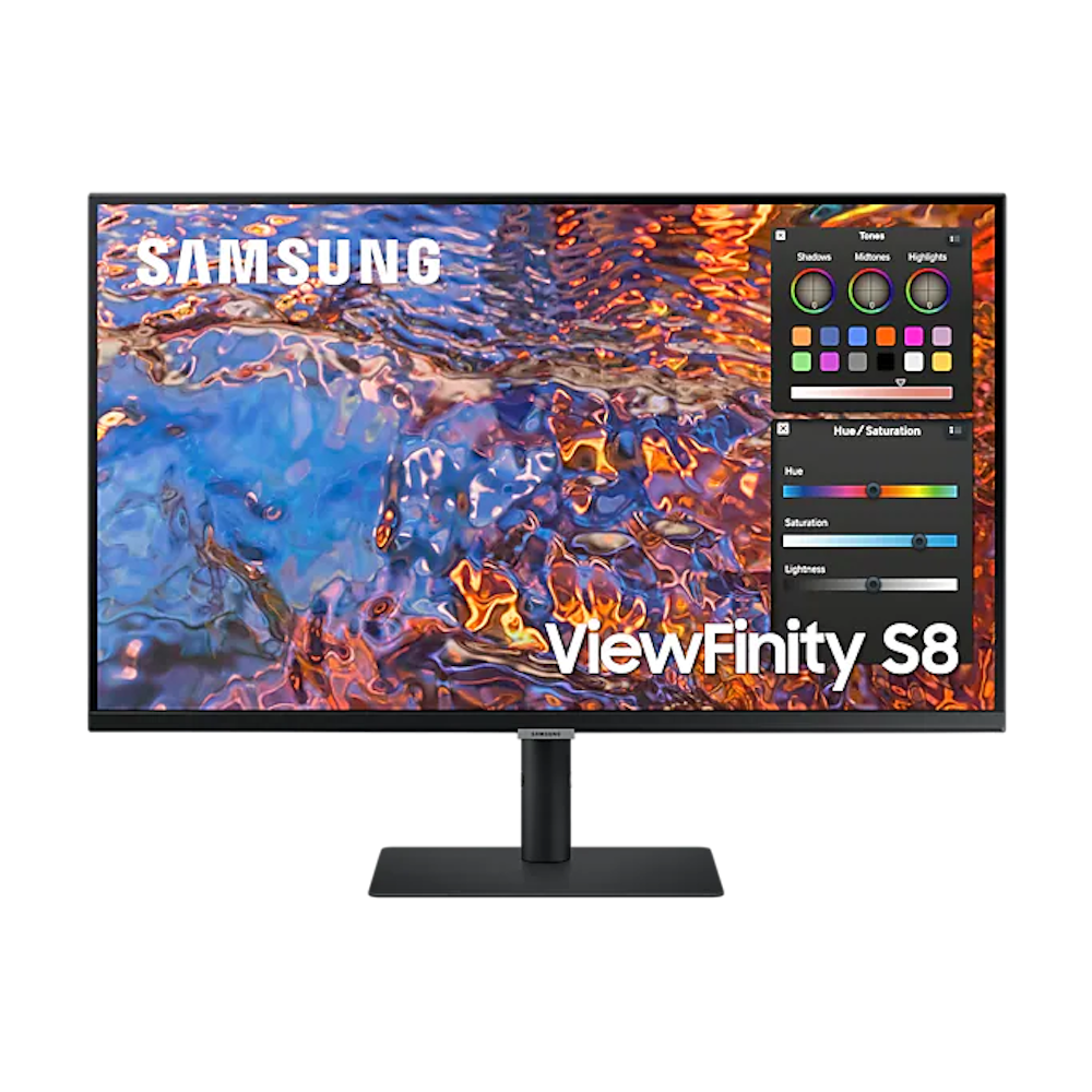A large main feature product image of Samsung ViewFinity S80PB 27" UHD 4K 60Hz IPS Monitor