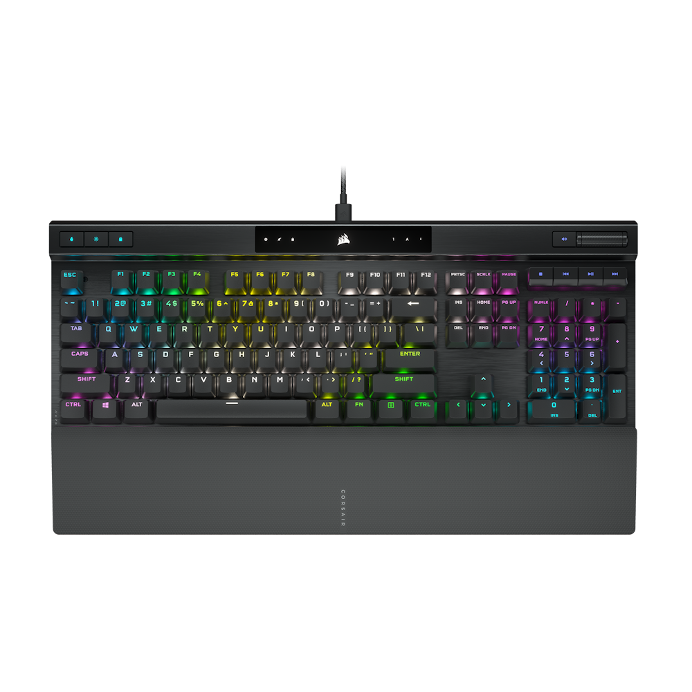 A large main feature product image of Corsair K70 RGB PRO Optical-Mechanical Gaming Keyboard (OPX Switch) - Black PBT