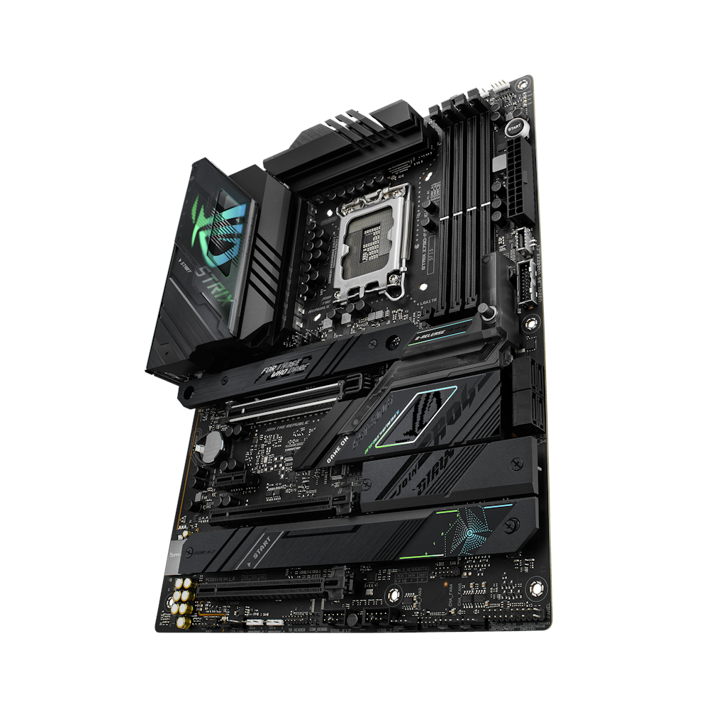 A large main feature product image of ASUS ROG Strix Z790-F Gaming WiFi LGA1700 ATX Desktop Motherboard