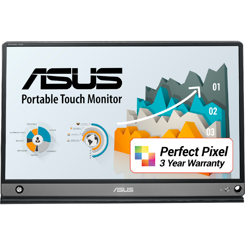 A large main feature product image of ASUS ZenScreen Touch MB16AMT 15.6" FHD 60Hz IPS Portable Monitor