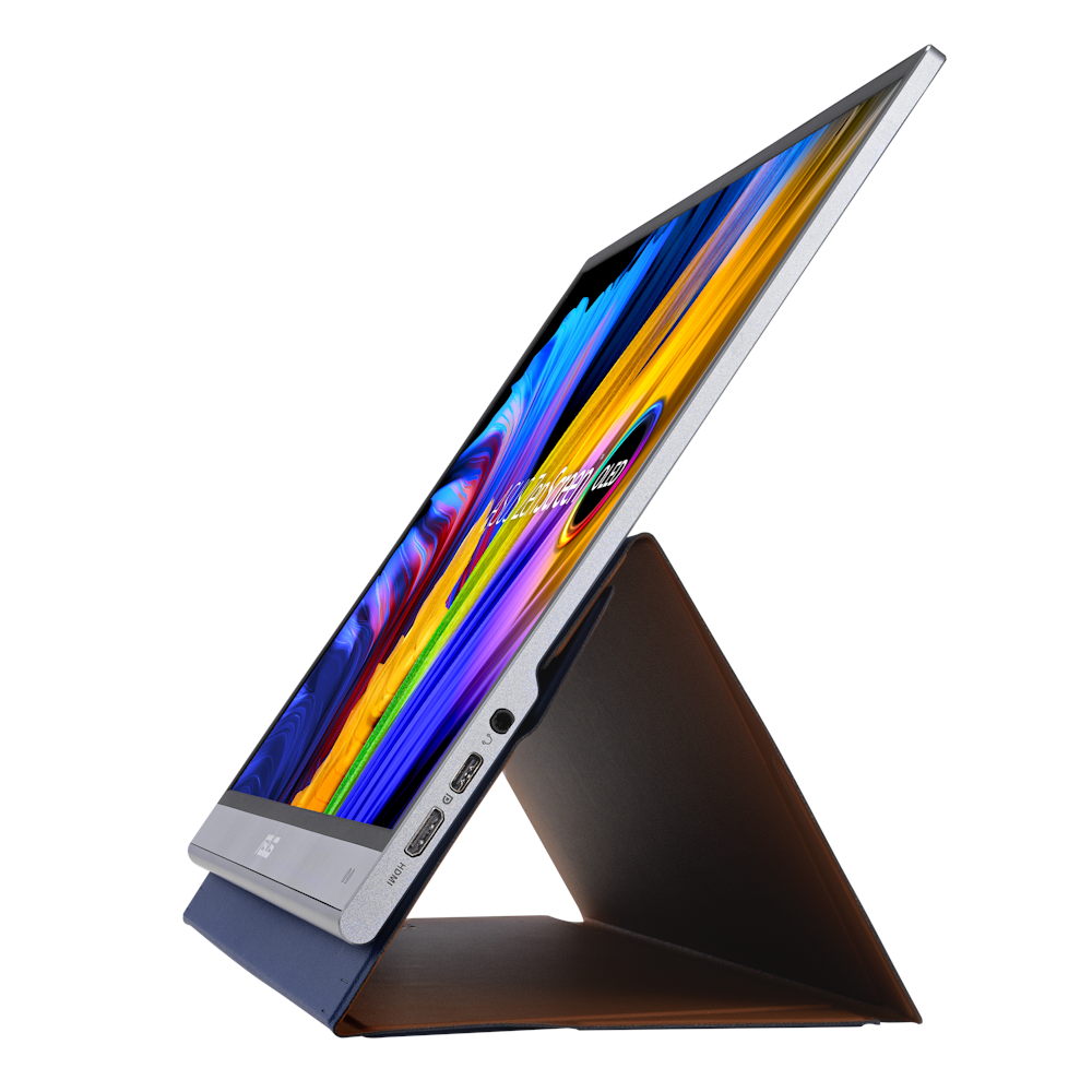 A large main feature product image of ASUS ZenScreen OLED MQ16AH 15.6" FHD 60Hz 1MS OLED Portable Monitor