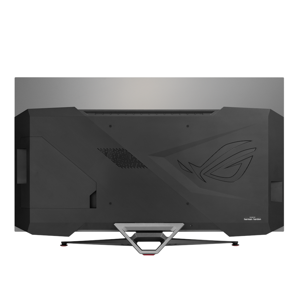 A large main feature product image of ASUS ROG Swift PG48UQ 47.5" UHD 138Hz OLED Monitor