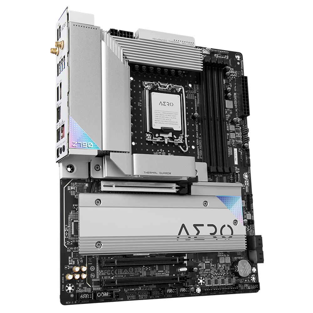 A large main feature product image of Gigabyte Z790 Aero G LGA1700 ATX Desktop Motherboard