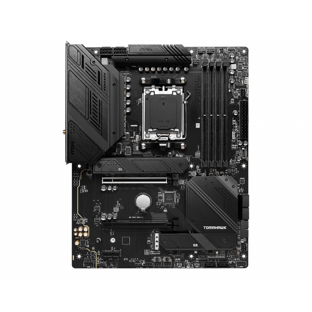 A large main feature product image of MSI MAG B650 Tomahawk WiFi AM5 ATX Desktop Motherboard