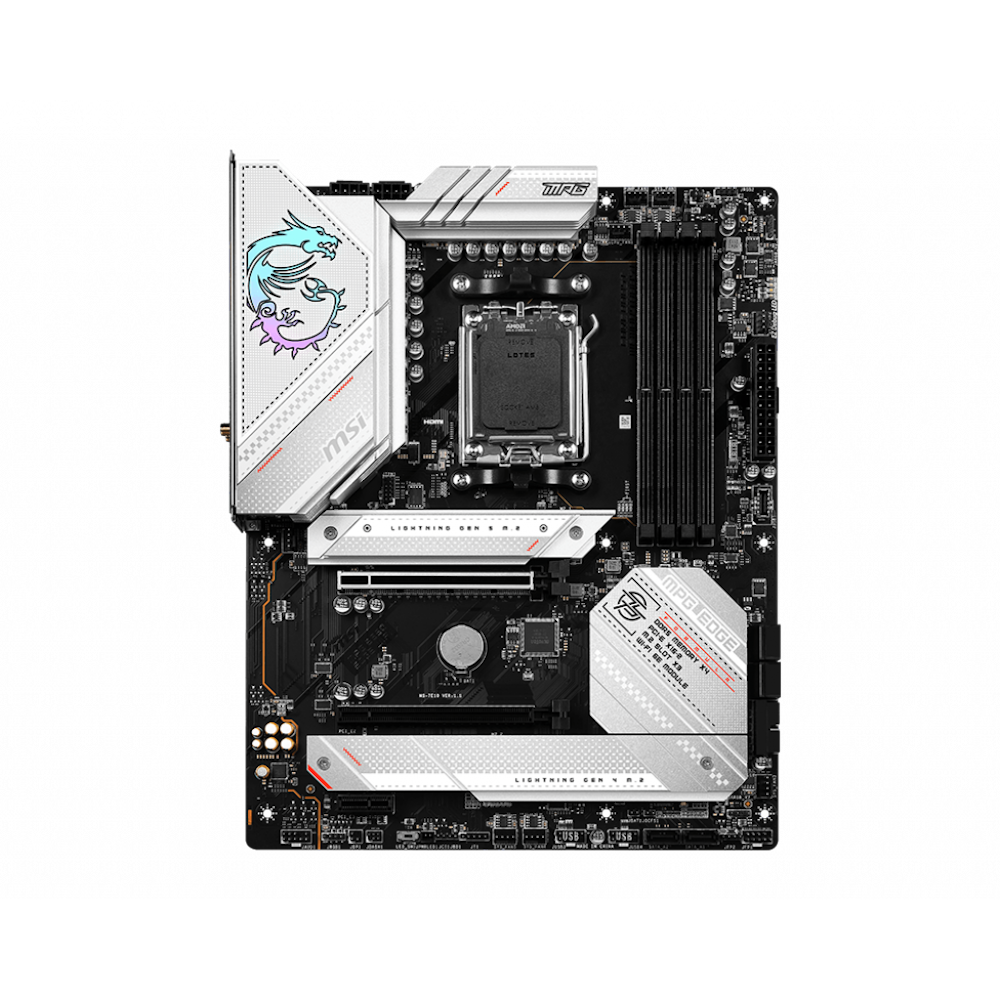 A large main feature product image of MSI MPG B650 Edge WiFi AM5 ATX Desktop Motherboard