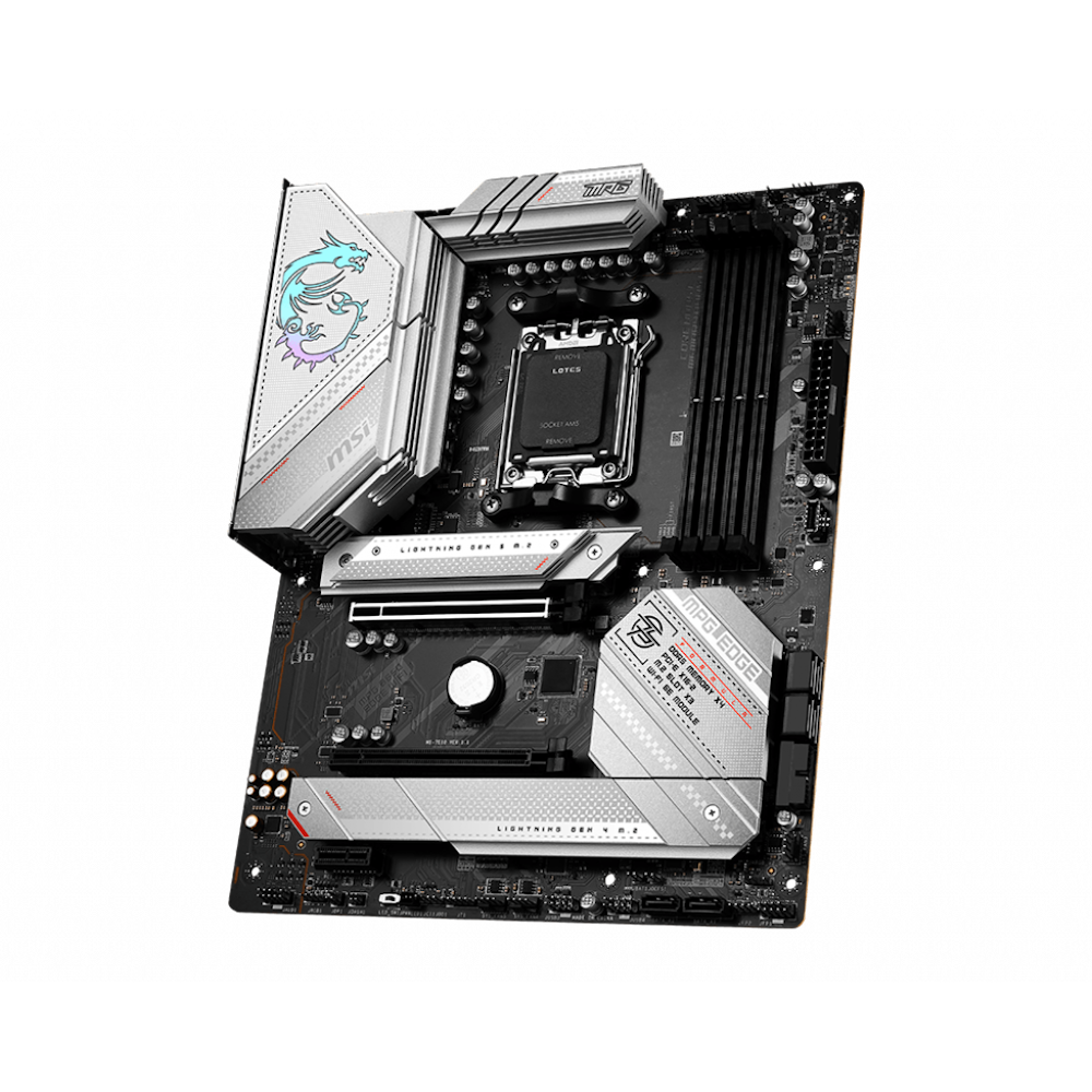 A large main feature product image of MSI MPG B650 Edge WiFi AM5 ATX Desktop Motherboard