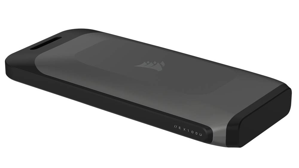 A large main feature product image of Corsair EX100U Portable USB-C Storage Drive - 4TB