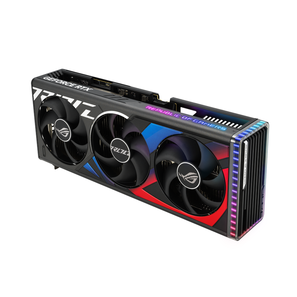 A large main feature product image of ASUS GeForce RTX 4090 ROG Strix OC 24GB GDDR6X - Black