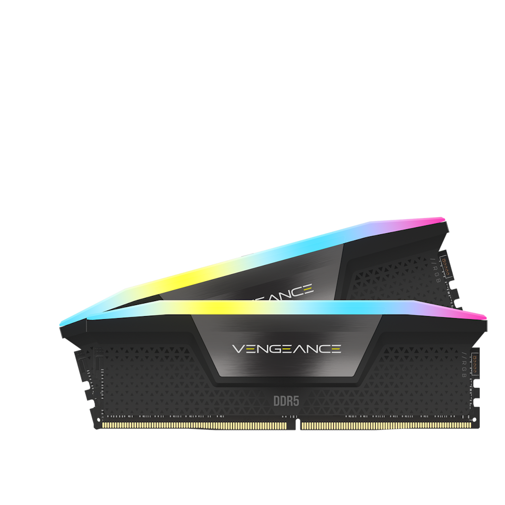 A large main feature product image of Corsair 64GB Kit (2x32GB) DDR5 Vengeance RGB C36 5600MT/s - Black