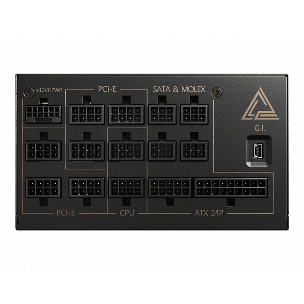 A large main feature product image of MSI MPG Ai1300P - 1300W Platinum PCIe 5.0 ATX Modular PSU