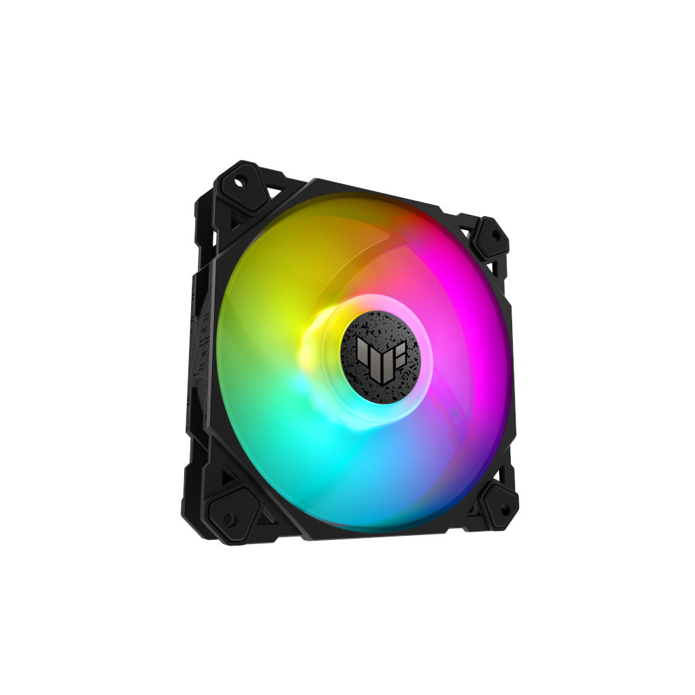 A large main feature product image of ASUS TUF Gaming TF120 ARGB 120mm Black PWM Cooling Fan