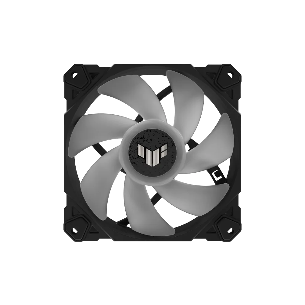 A large main feature product image of ASUS TUF Gaming TF120 ARGB 120mm Black PWM Cooling Fan