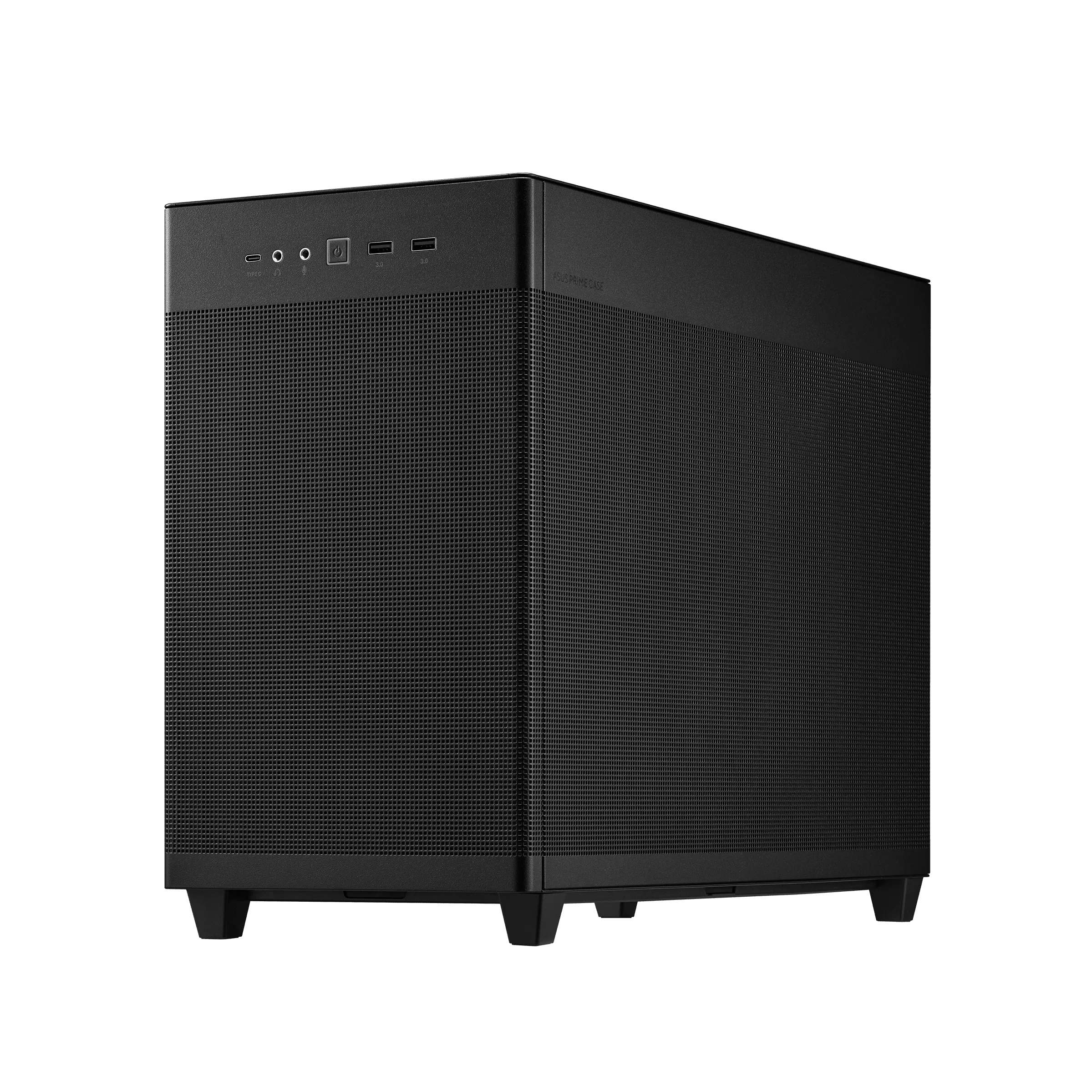 A large main feature product image of ASUS PRIME AP201 Mesh Micro Tower Case - Black