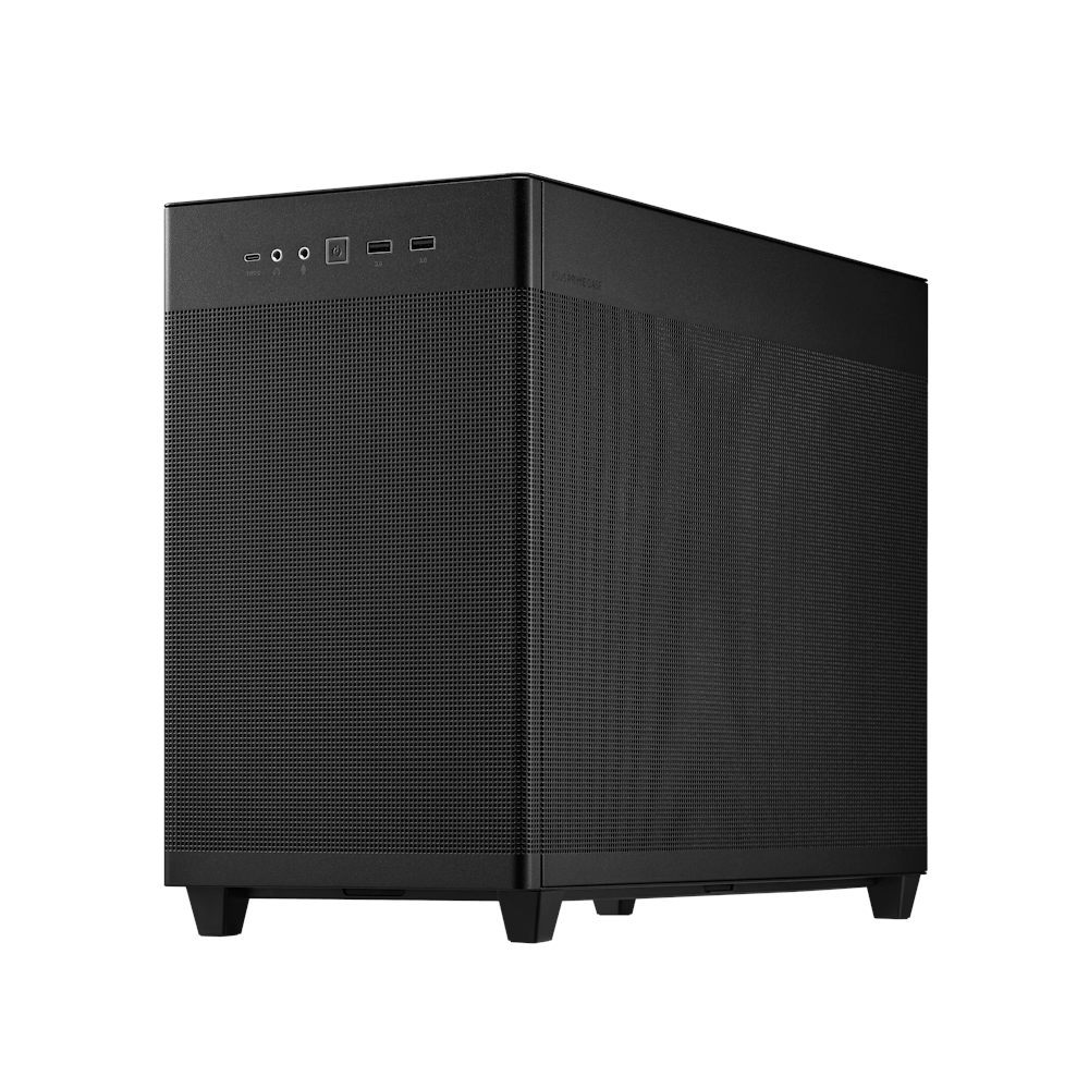 A large main feature product image of ASUS PRIME AP201 Mesh Micro Tower Case - Black