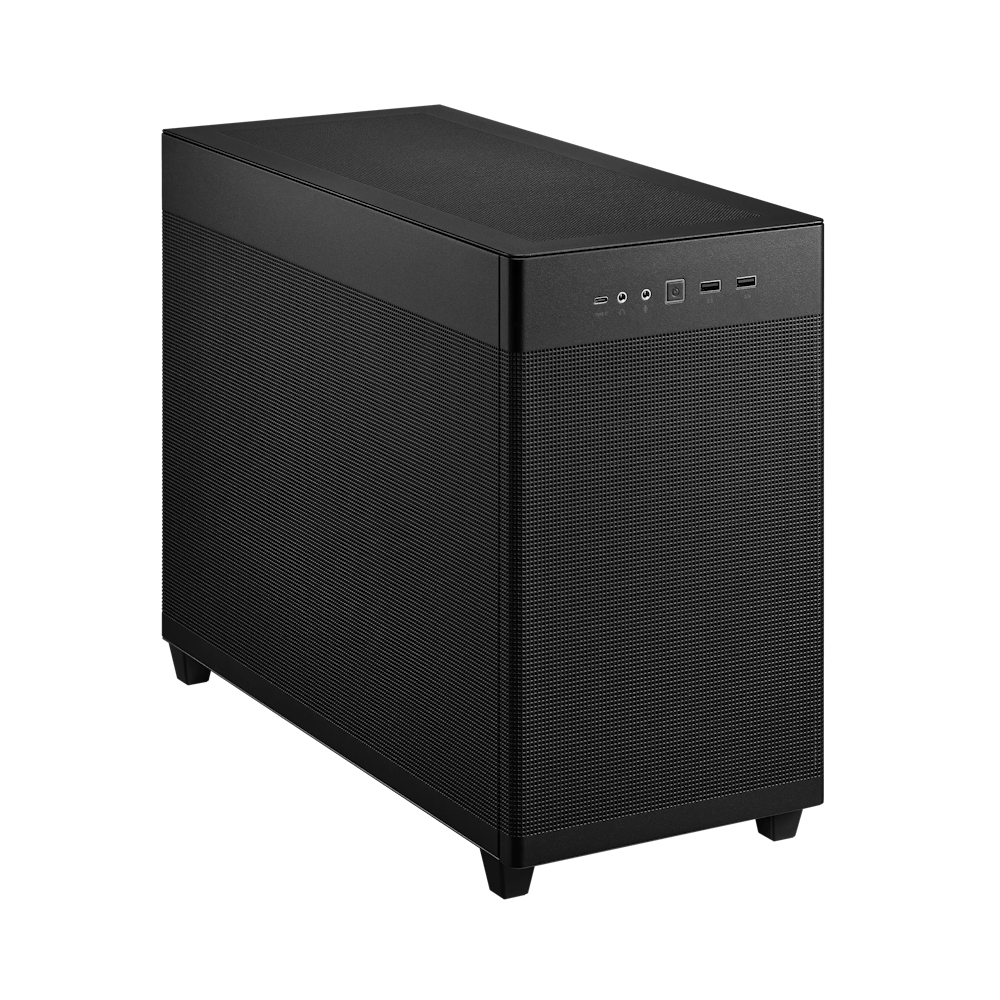 A large main feature product image of ASUS PRIME AP201 Mesh Micro Tower Case - Black