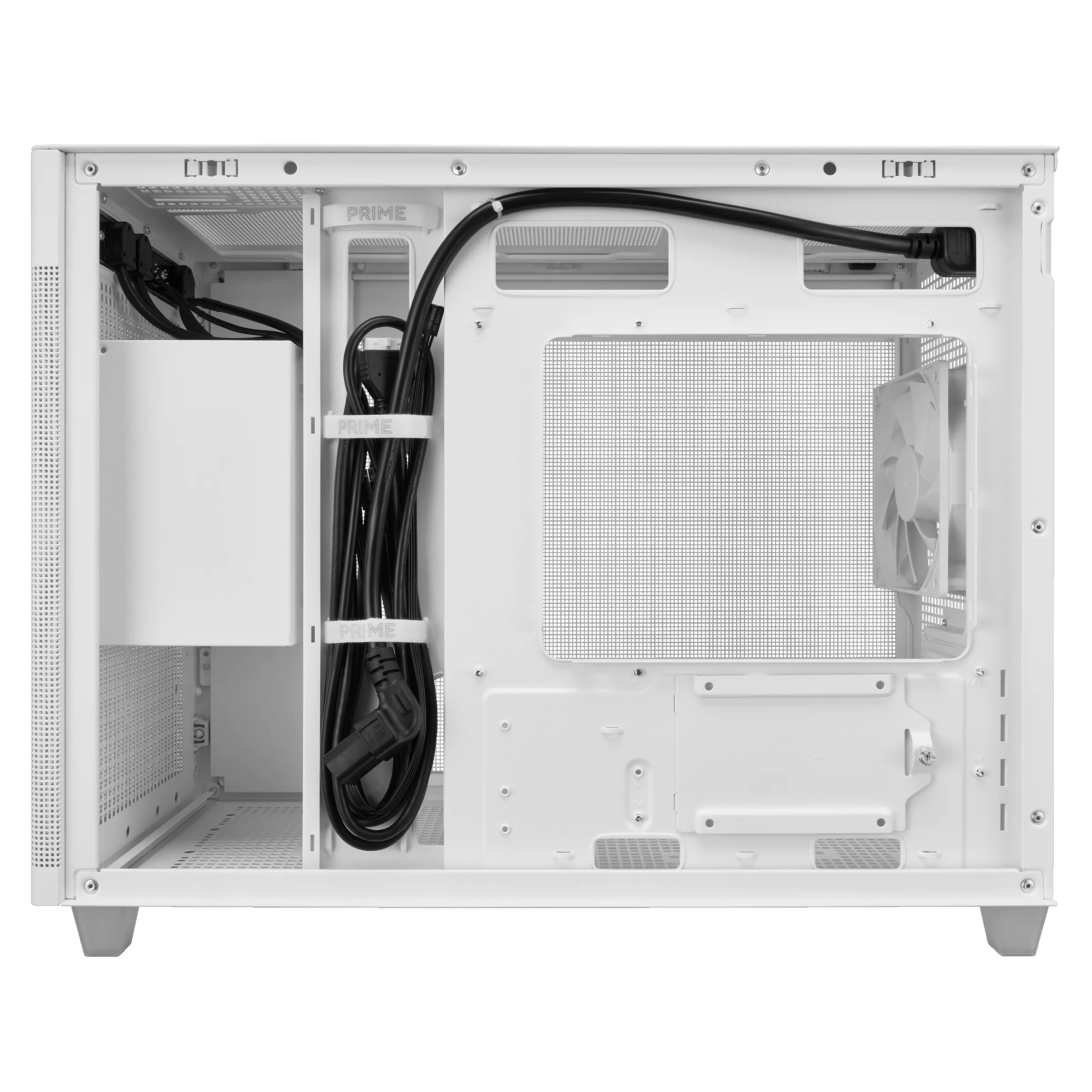 A large main feature product image of ASUS PRIME AP201 Mesh Micro Tower Case - White