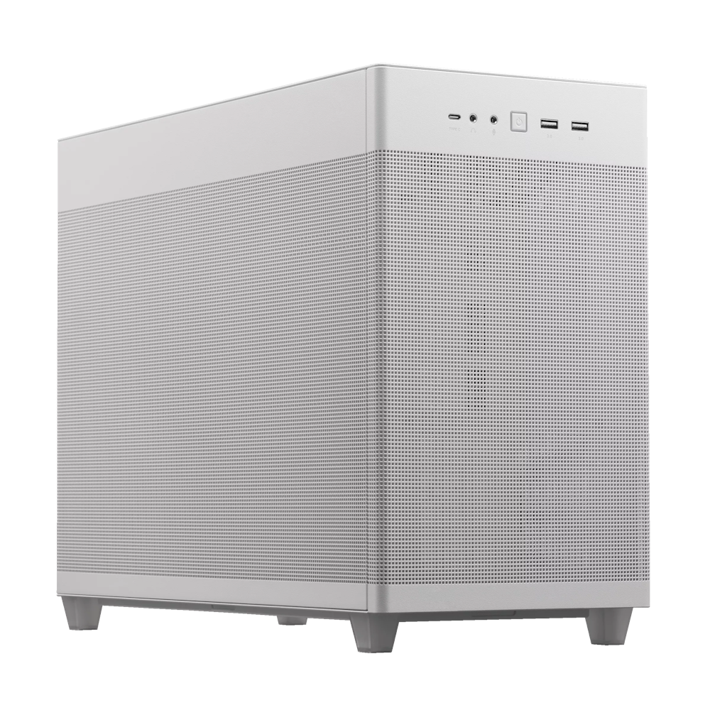 A large main feature product image of ASUS Prime AP201 Mesh Micro Tower Case - White