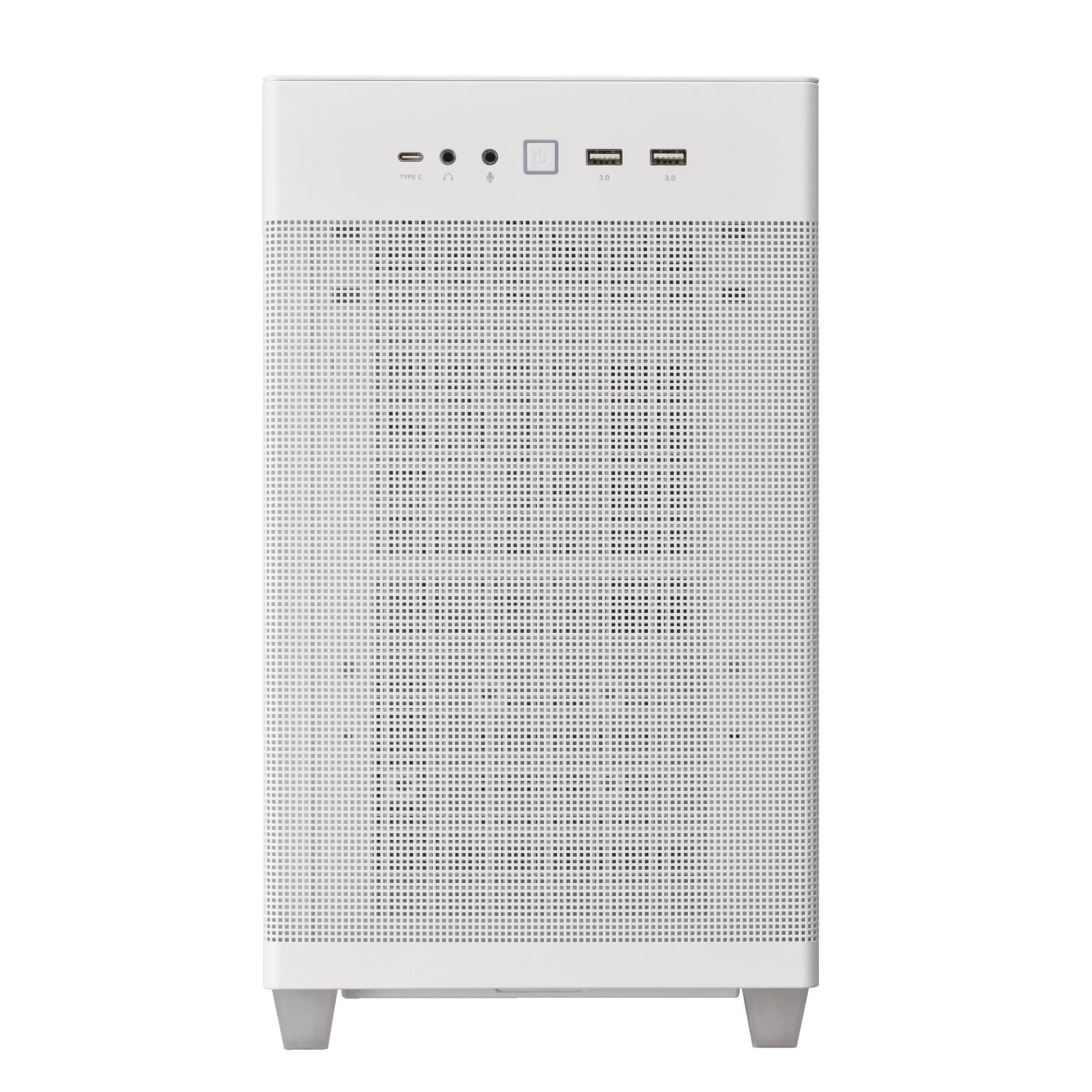 A large main feature product image of ASUS PRIME AP201 Mesh Micro Tower Case - White