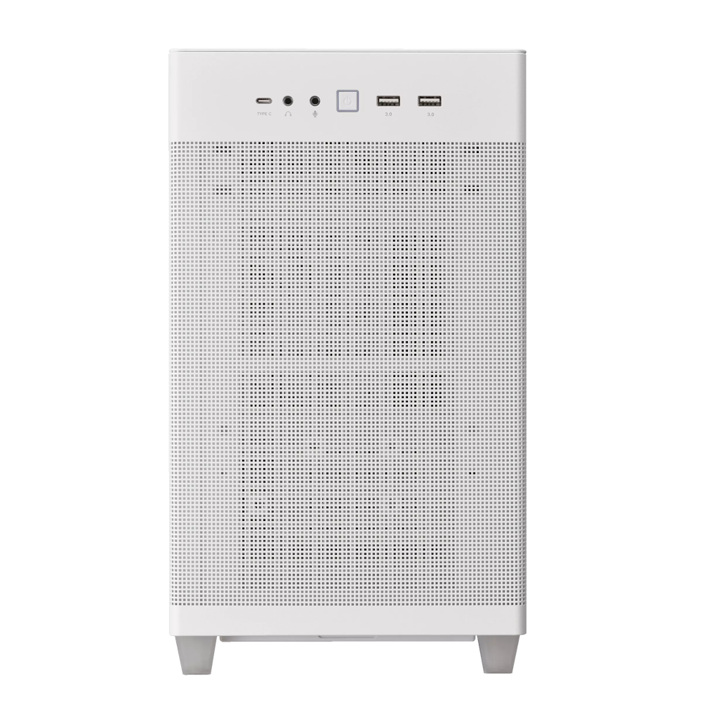 A large main feature product image of ASUS Prime AP201 Mesh Micro Tower Case - White