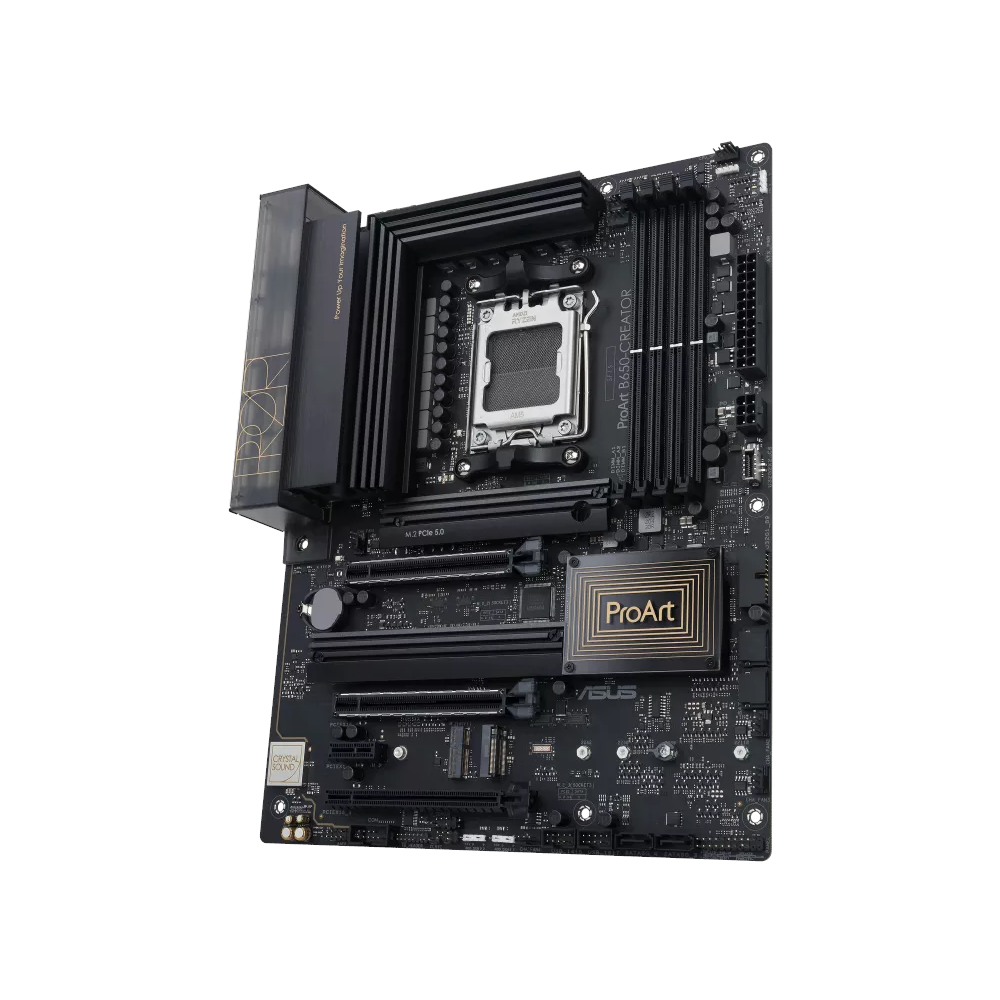 A large main feature product image of ASUS ProArt B650-Creator AM5 ATX Desktop Motherboard