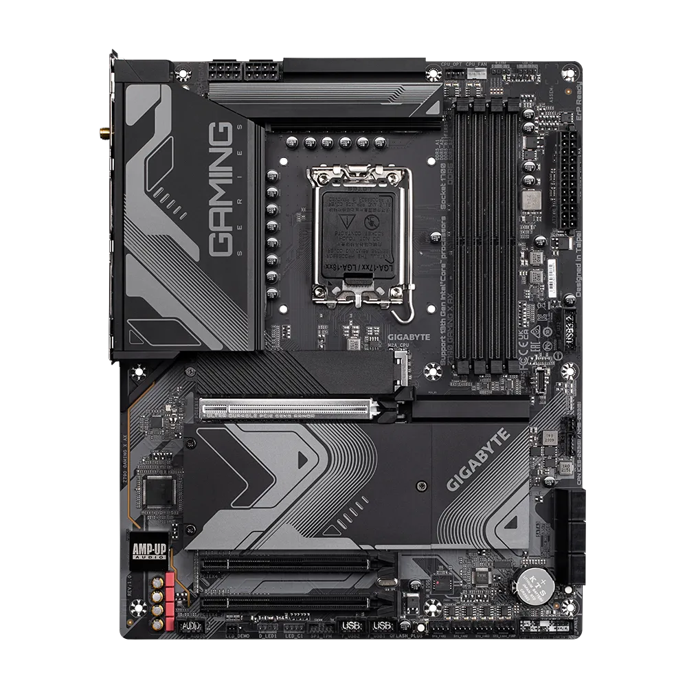 A large main feature product image of Gigabyte Z790 Gaming X AX LGA1700 ATX Desktop Motherboard