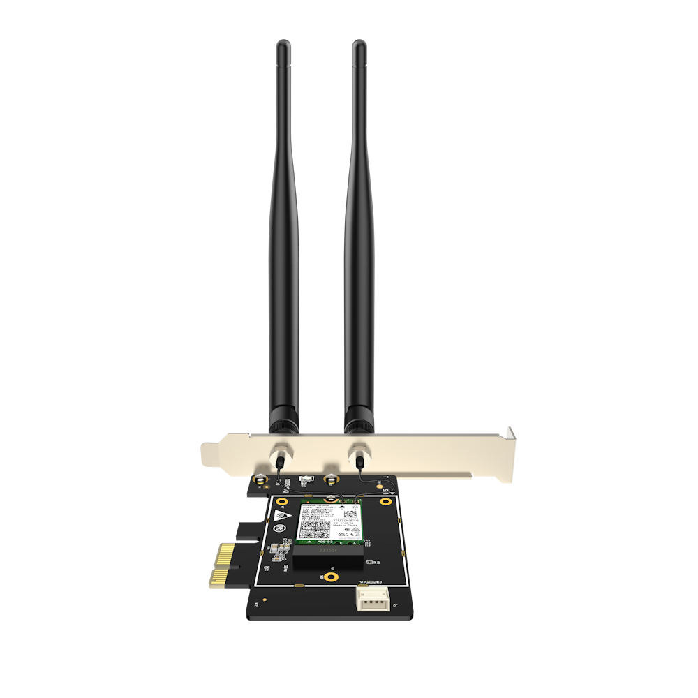 A large main feature product image of Tenda E33 AX5400 Tri-band Gigabit Wi-Fi 6E Bluetooth 5.2 PCI-E Adapter