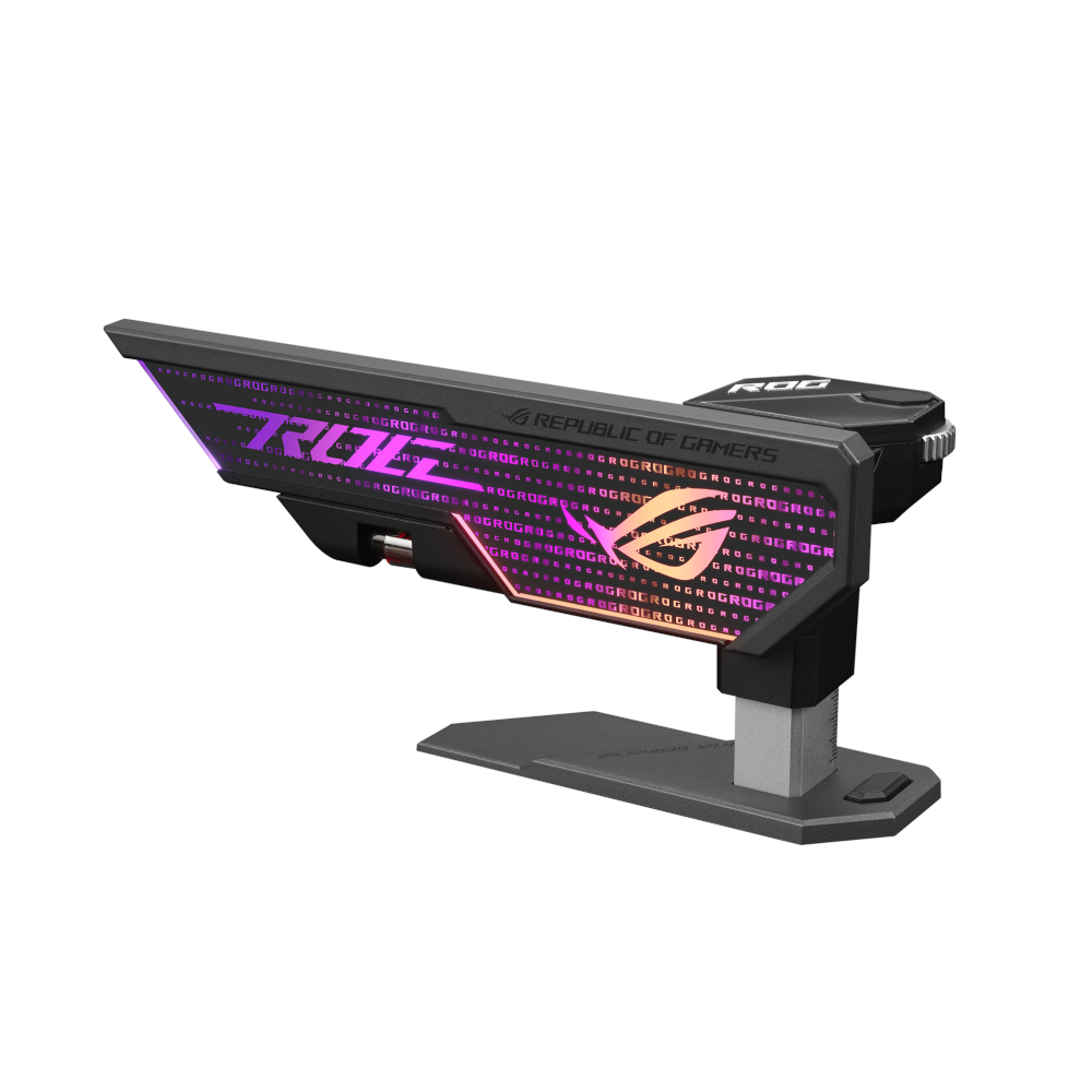 A large main feature product image of ASUS ROG Herculx Graphics Card Holder