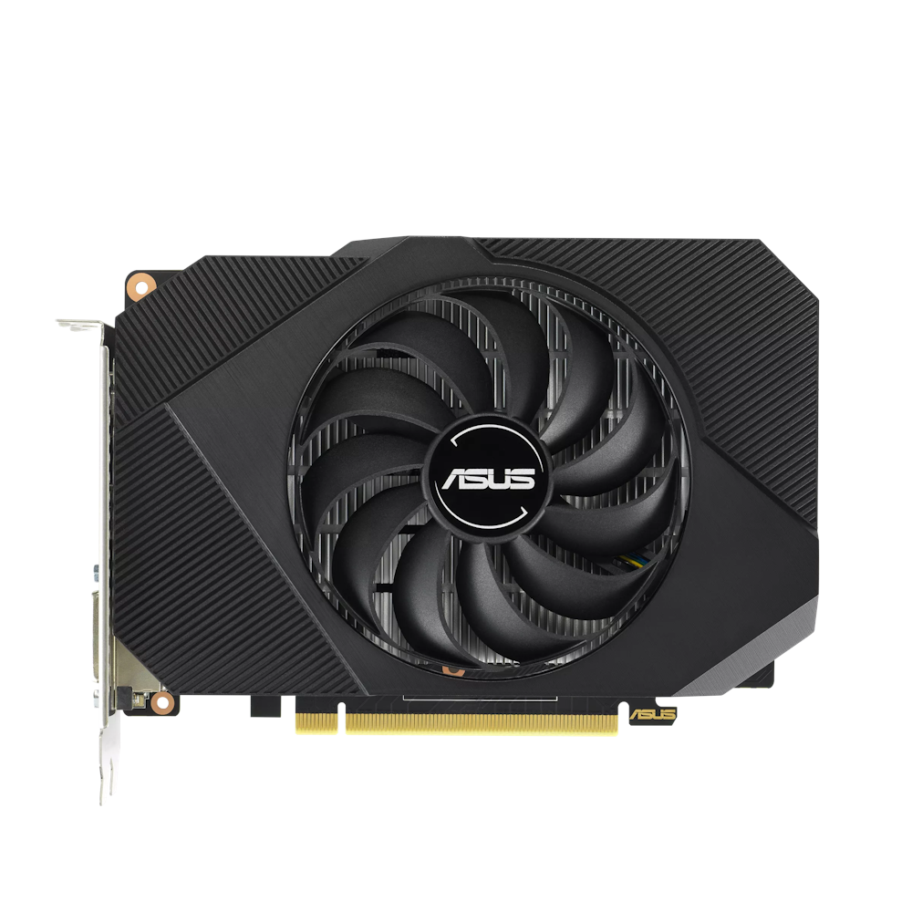 A large main feature product image of ASUS GeForce GTX 1630 Phoenix 4GB GDDR6