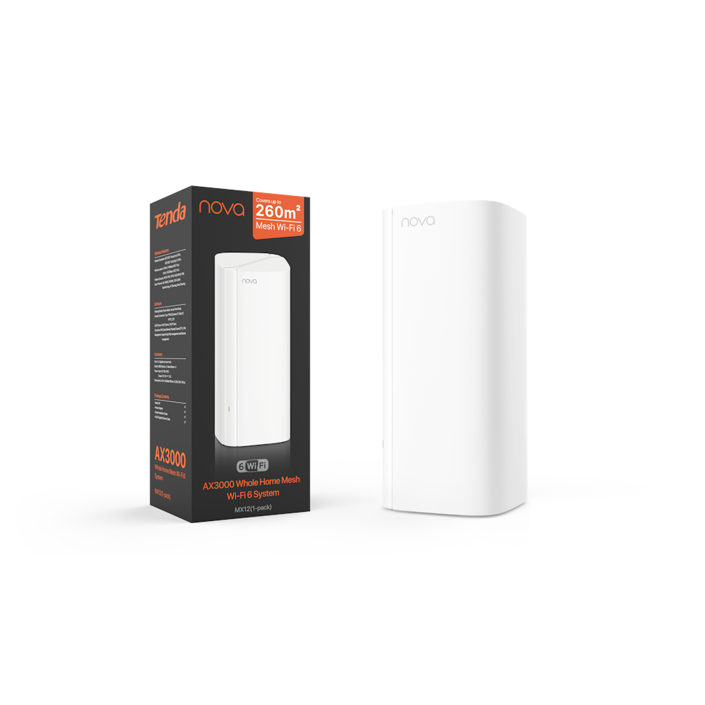 A large main feature product image of Tenda nova MX12 AX3000 Whole Home Mesh Wi-Fi 6 System - 1 Pack