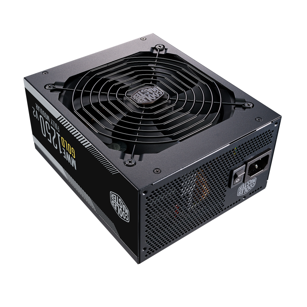 A large main feature product image of Cooler Master MWE V2 1250W ATX Gold Modular PSU