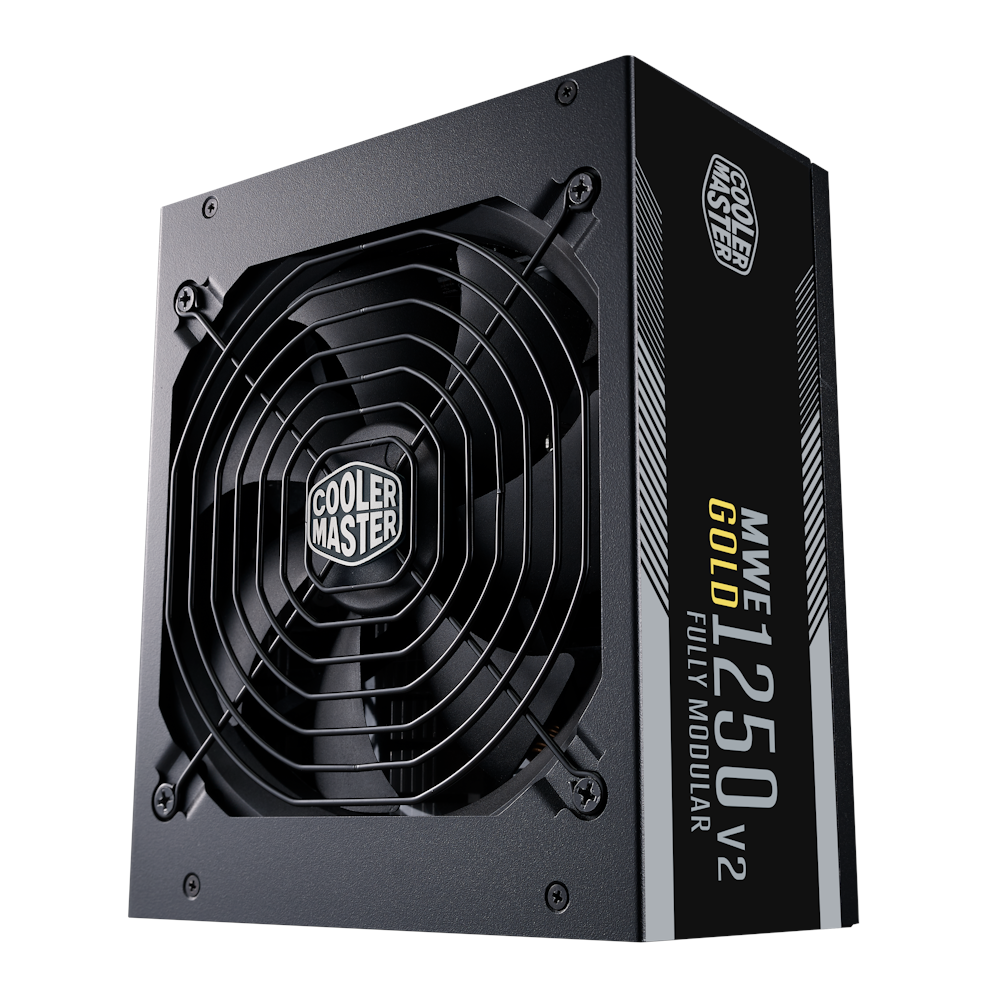 A large main feature product image of Cooler Master MWE V2 1250W ATX Gold Modular PSU