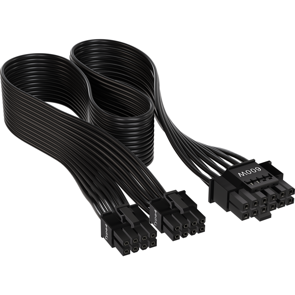 A large main feature product image of Corsair 12+4-pin 600W PCIe Gen 5 12VHPWR Cable