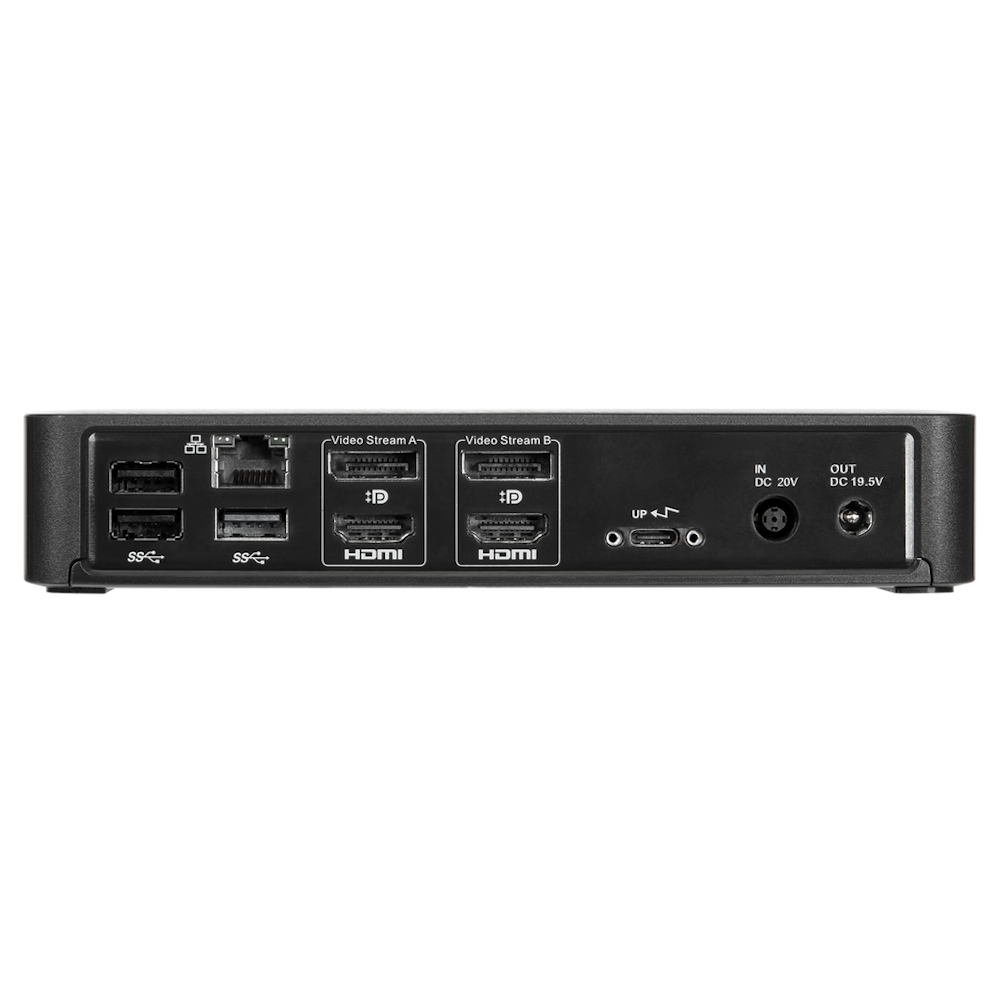 A large main feature product image of Targus USB-C Universal DV4K Docking Station with 100W Power Delivery