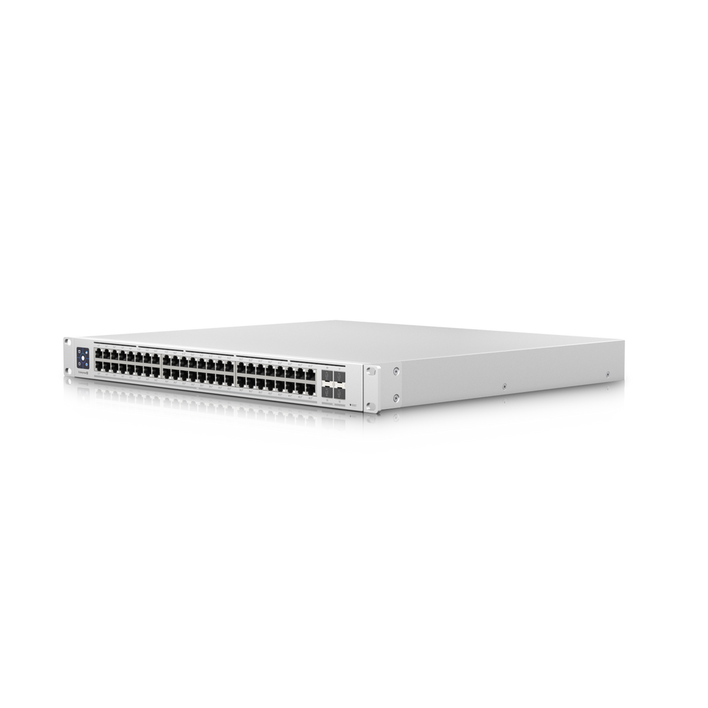 A large main feature product image of Ubiquiti UniFi Switch Enterprise 48-Port Gigabit Layer 3 Switch w/ PoE+