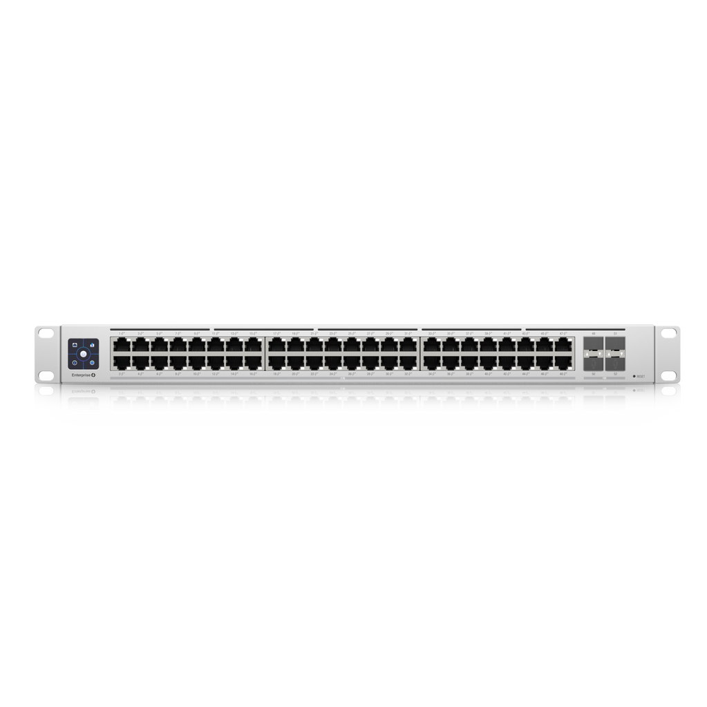 A large main feature product image of Ubiquiti UniFi Switch Enterprise 48-Port Gigabit Layer 3 Switch w/ PoE+