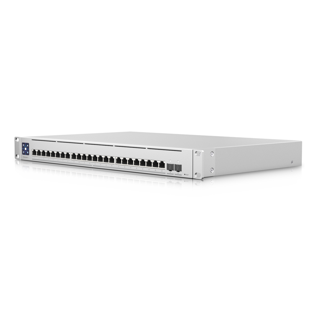 A large main feature product image of Ubiquiti UniFi Enterprise XG 24-Port 10GbE SFP28 Layer 3 Managed Switch