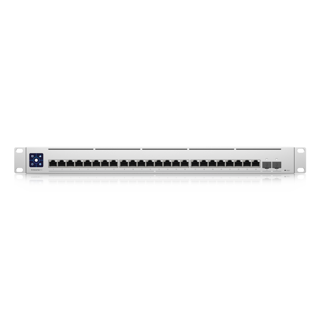 A large main feature product image of Ubiquiti UniFi Enterprise XG 24-Port 10GbE SFP28 Layer 3 Managed Switch