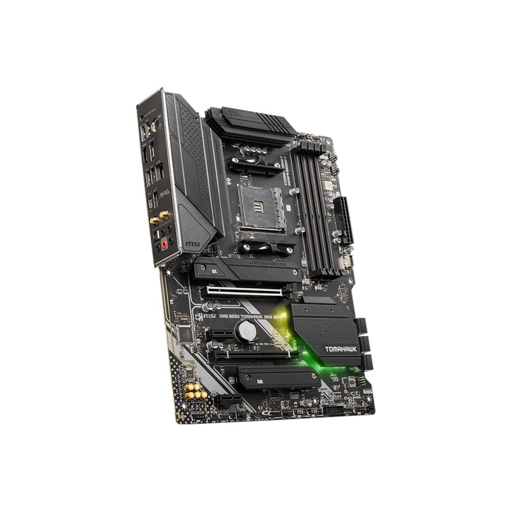 A large main feature product image of MSI MAG B550 Tomahawk Max WiFi AM4 ATX Desktop Motherboard